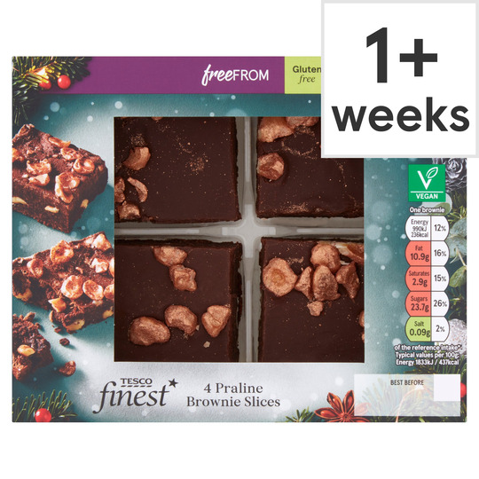 Tesco Finest Free From 4 Praline Brownie Slices - 5059697737190
