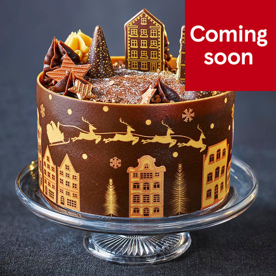 Tesco Finest Chocolate Winter Village Cake Serves 16 - 5059697752421