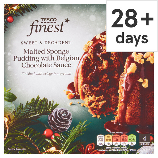 Tesco Finest Malted Sponge Pudding Plus Belgian Chocolate Sauce 400G - 5059697772870