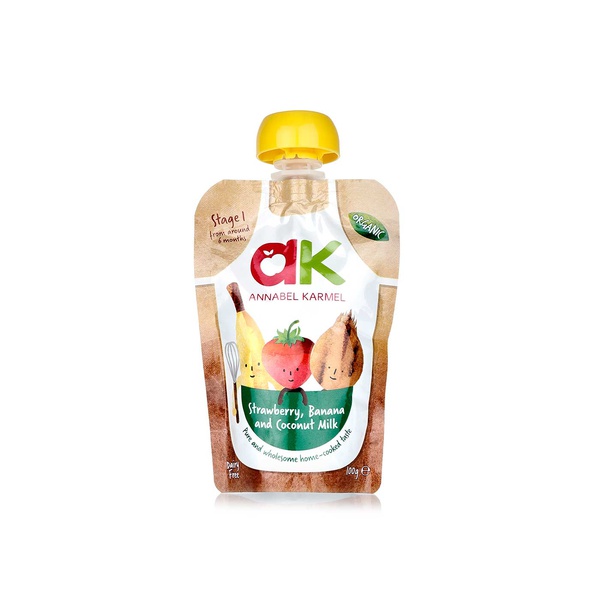 Annabel Karmel organic strawberry, banana & coconut milk puree 100g - Waitrose UAE & Partners - 5060077680708