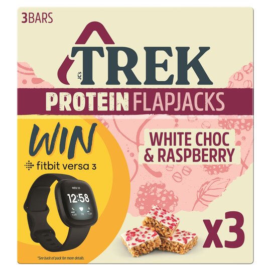 Trek White Chocolate & Raspberry Protein Flapjacks 3X50g - 5060088709283