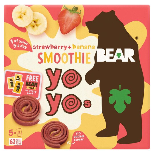 Bear Smoothie Yoyo Strawberry & Banana 5 X 20G - 5060139435901