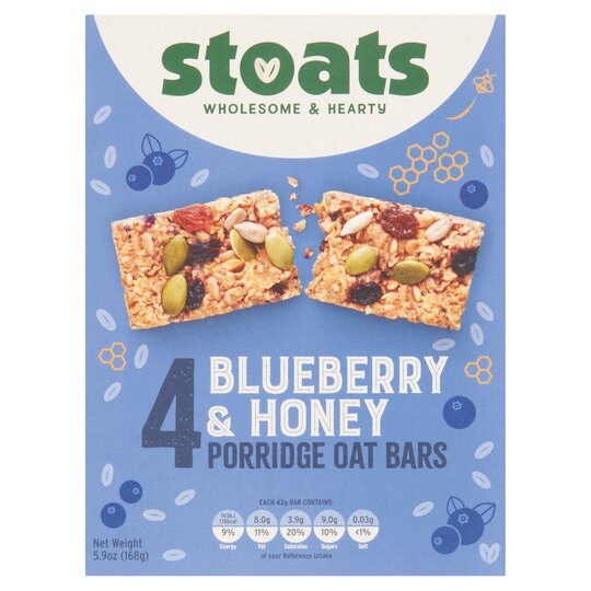 Stoats Porridge Bars Blueberry & Honey Bars 4X42g - 5060183673915