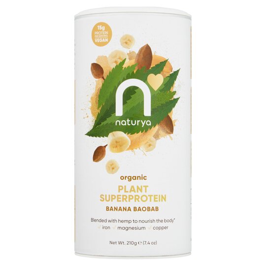 Naturya Organic Plant Super Protein Banana Baobab 210G - 5060238482219