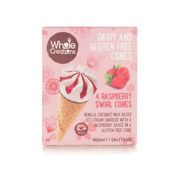 Whole Creations raspberry swirl cones 4x115g - Waitrose UAE & Partners - 5060273440656
