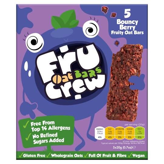 Fru Crew Bouncy Berry Oat Bars 5X20g - 5060376811292