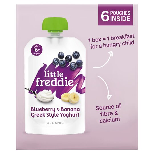 Little Freddie Organic Blueberry & Banana Greek Style Yogurt 6M+ 6 X 100G - 5060403118752