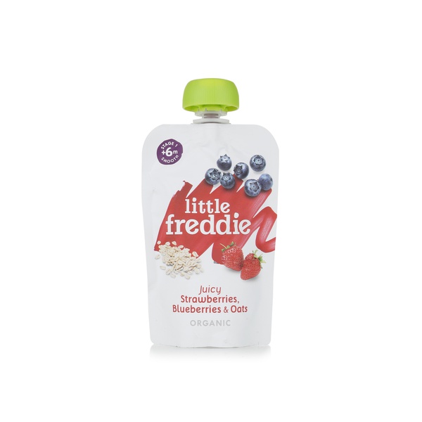 Little Freddie organic strawberry blueberry & oat pouch 100g - Waitrose UAE & Partners - 5060403119865