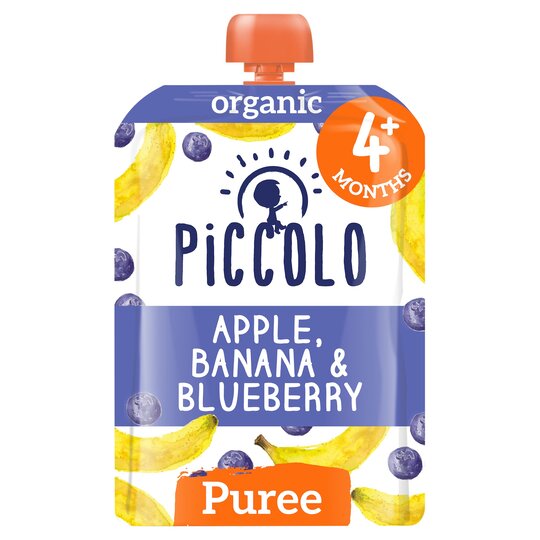 Piccolo Organic Apple, Banana & Blueberry 4 Months+ - 5060452490021