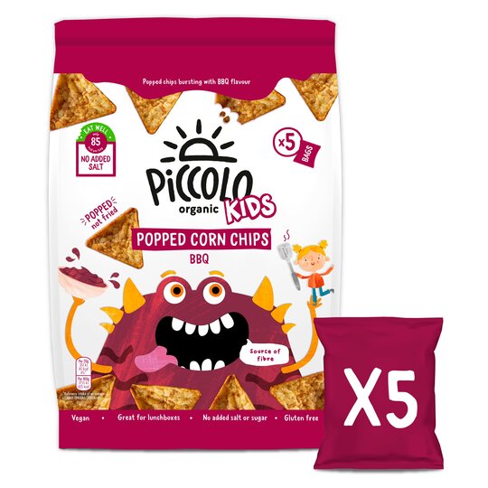 Piccolo Organic Bbq Popped Corn Chip Kids 5X20g - 5060452492575