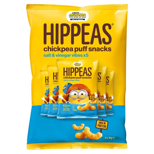Hippeas Chickpea Puff Snacks Salt & Vinegar 5X15g - 5060472692016