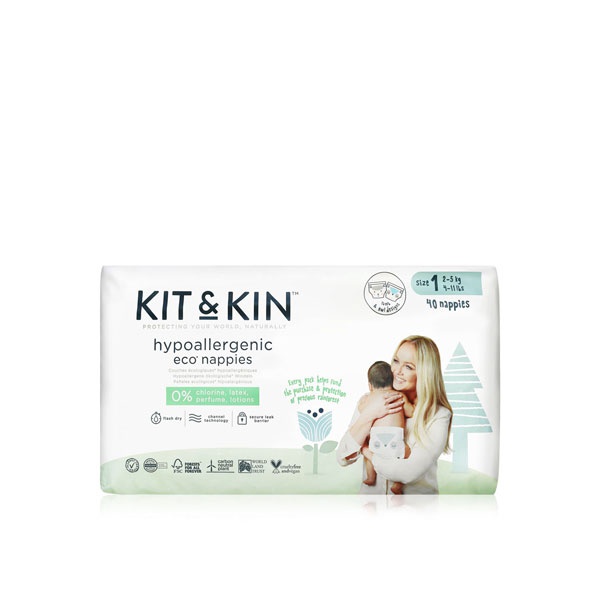 Kit & Kin eco diapers size 1 - 40 pack - Waitrose UAE & Partners - 5060479850006