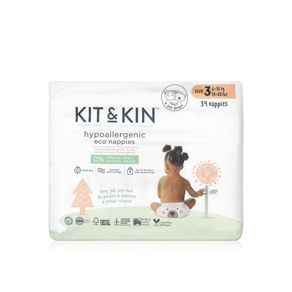 Kit & Kin eco diapers size 3 - 34 pack - Waitrose UAE & Partners - 5060479850020