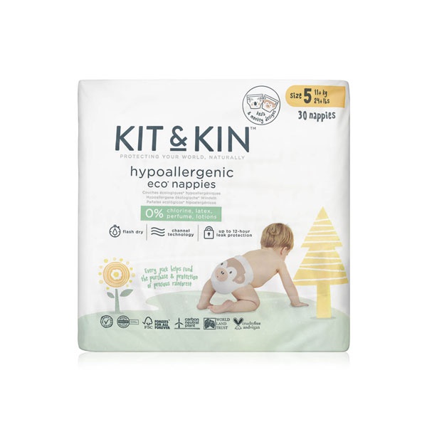 Kit & Kin eco diapers size 5 - 30 pack - Waitrose UAE & Partners - 5060479850044