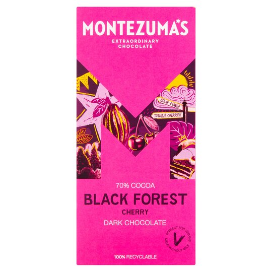 Montezuma's Black Forest Cherry Dark Chocolate Bar 90G - 5060719920285