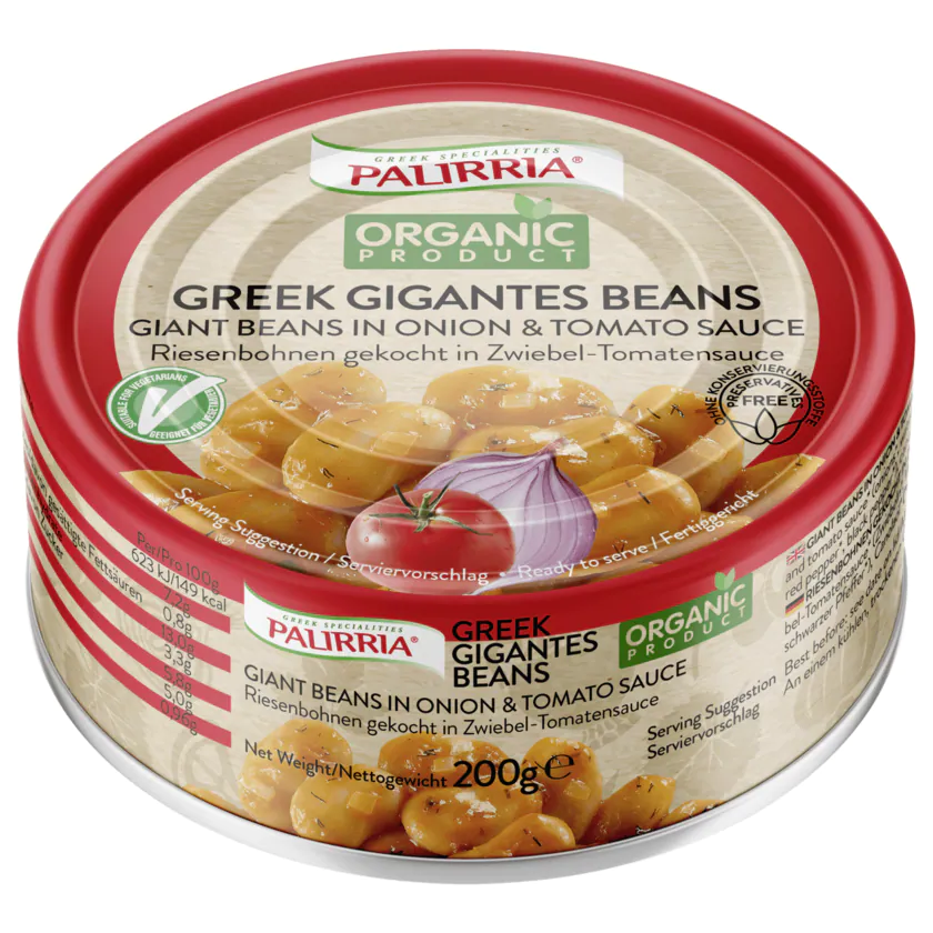 Palirria Bio Riesenbohnen in Zwiebel-Tomatensauce 200g - 5201119007941
