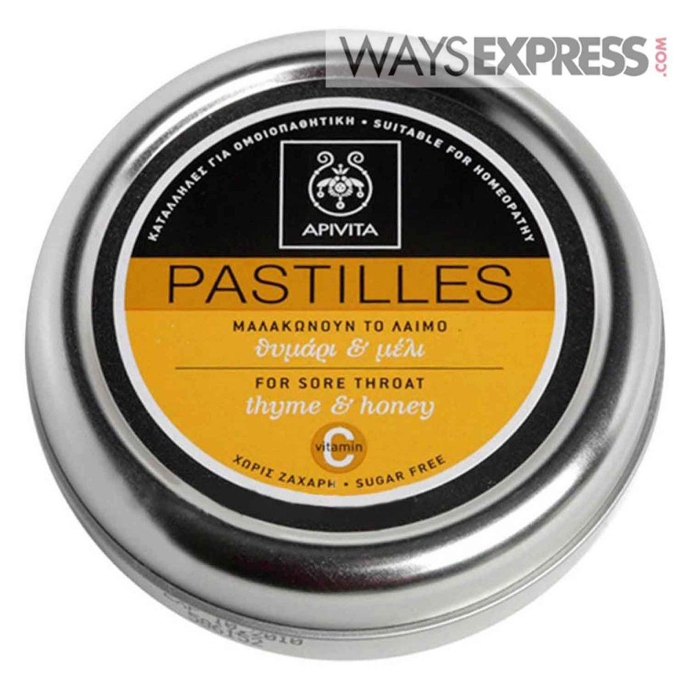 APIVITA PASTILLES WITH THYME AND HONEY 45GR (YELLOW) - 5201279033538