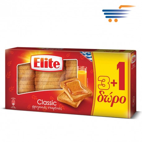 ELITE CLASSIC WHEAT RUSKS 3+1 OFFER 4X125GR (RED) - 5201485000850