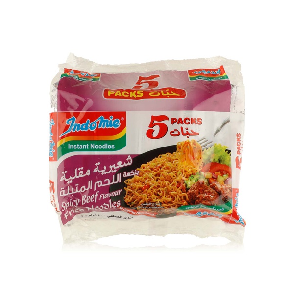 Indomie instant fried noodles spicy beef 5 x 80g - Waitrose UAE & Partners - 5285000396383