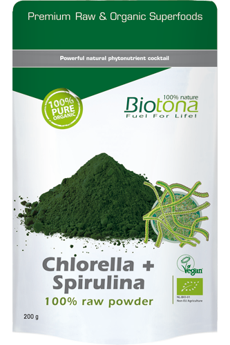 Chlorella Et Spiruline Crues En Poudre Bio - 200 G - Biotona - 5412360007462