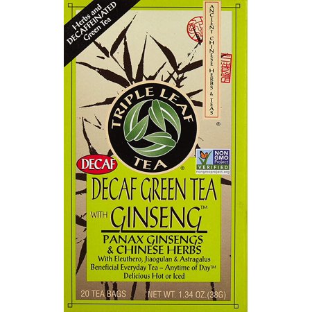 Green Tea-No Caffeine with Ginseng & Chinese Herbs Triple Leaf Tea 20 Bag - 572247317512
