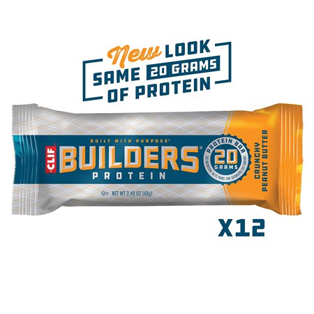 CLIF BUILDERS - Protein Bars - Crunchy Peanut Butter - 20g Protein (2.4 Ounce 12 Count) (Now Gluten Free) - 582756633751