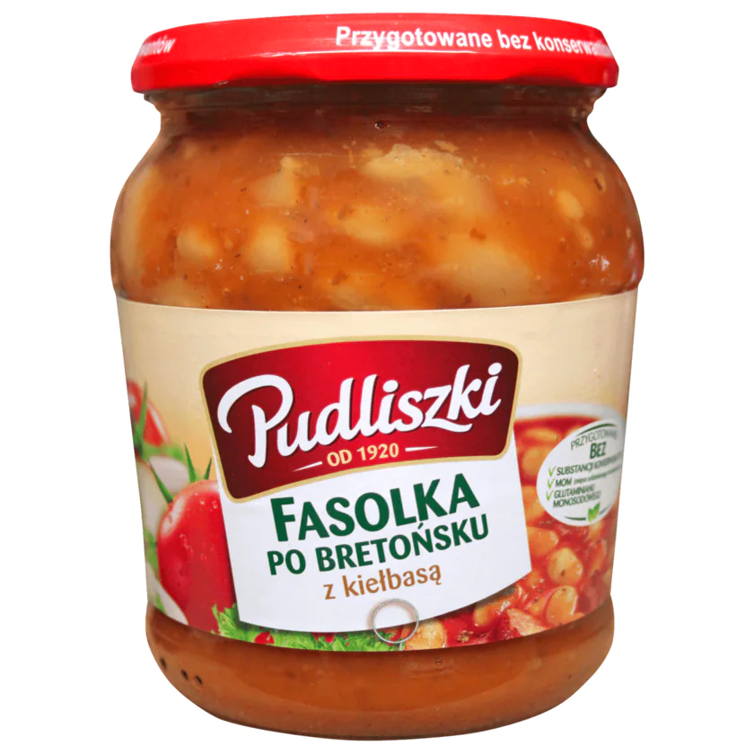Pudliszki Fasolka Bretonische Bohnen mit Wurst 500g - 5900783003081