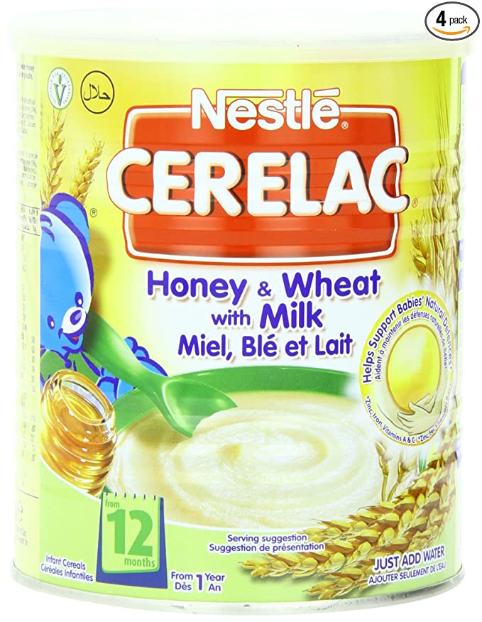  Nestle Cerelac, Honey and Wheat with Milk (From 12 Months), 14.11-Ounce Cans (Pack of 4)  - 593159490193