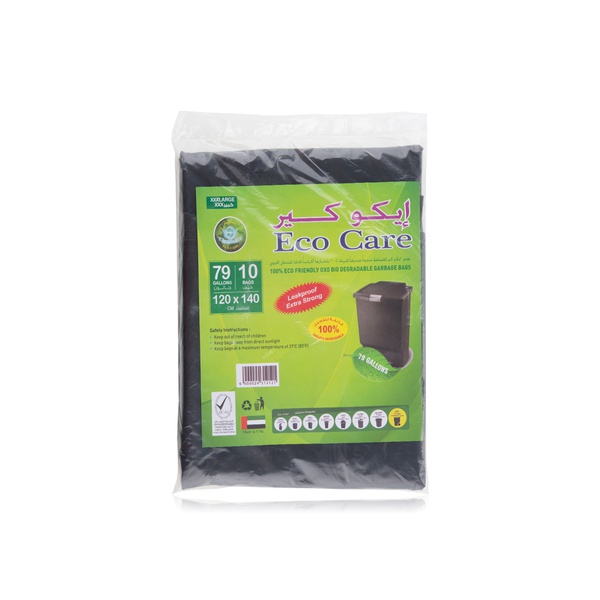 Eco Care black garbage bags 120x140cm 79gal x10 - Waitrose UAE & Partners - 6000024312121