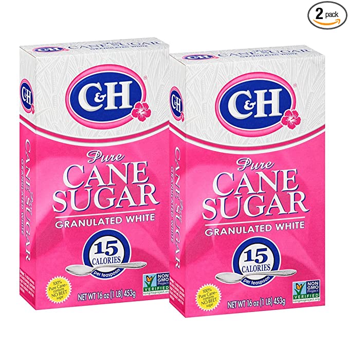 C&H Pure Cane Granulated White Sugar, 1 lb (Pack of 2) - 600292677265