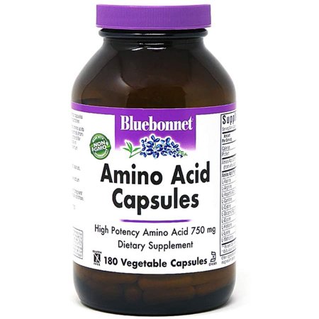 Bluebonnet Amino Acid 750 mg Vitamin Capsules, White, 180 Count - 600609963678