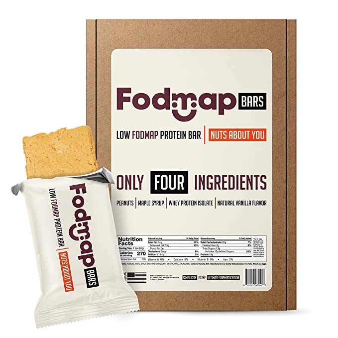 Fodmazing Fodmap Bars, Low Fodmap Protein Bar, Made with Four Simple Ingredients, Gut Friendly IBS Friendly Snacks, Amazing Taste, Fodmap Approved (12 Bars, Nuts About You) - 601557632517