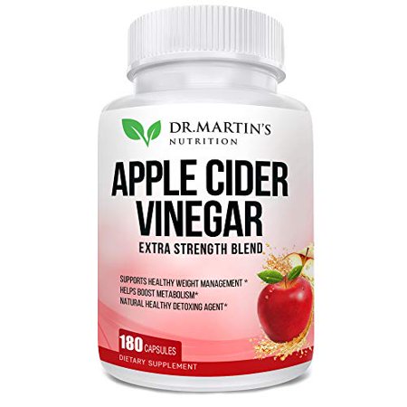 Pure 1950mg Apple Cider Vinegar 180 Capsules Supplement Extra Strength 1950mg. Healthy Weight Loss, Boosts Metabolism, Natural Detox, Pleasant Taste. - 601557998118