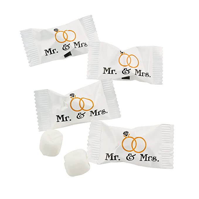  Mr and Mrs Wedding Buttermints - Bulk Pack, 108 individually wrapped mints - Reception and Engagement Party Candy and Favors - Made in the USA  - 602589417585