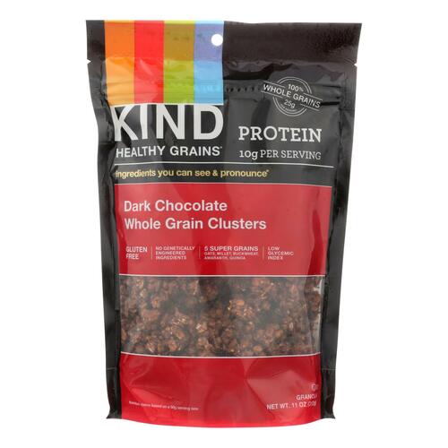  KIND Healthy Grains Clusters, Dark Chocolate Granola, 10g Protein, Gluten Free, Non GMO, 11 Ounce (Pack of 1) - 602652171994