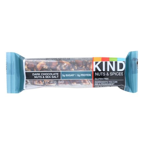 KIND: Nuts and Spices Bar Dark Chocolate Nuts and Sea Salt, 1.4 oz - 0602652176517