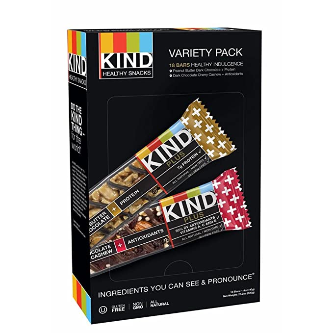 Kind Healthy Snacks Peanut Butter Dark Chocolate & Dark Chocolate Cherry Cashew Bar Variety Pack, 18 pk.( 1 BOX ) - 602652179921