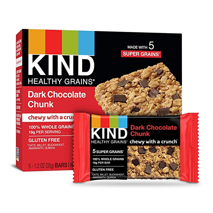 KIND Healthy Grains Bars, Double Chocolate Chunk, Non GMO, Gluten Free, 1.2oz, 5 Count (Pack of 3)  - 602652180545