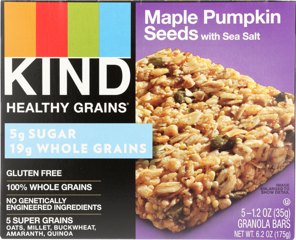 KIND: Healthy Grains Granola Bars Maple Pumpkin Seeds with Sea Salt 5 Count, 6.2 oz - 0602652184017