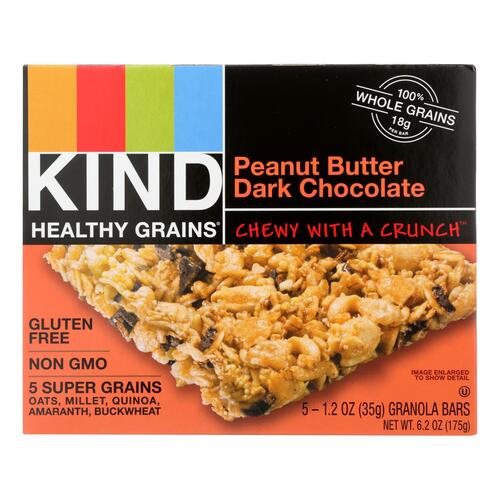 KIND: Healthy Grains Granola Bars Peanut Butter Dark Chocolate 5 Count, 6.2 oz - 0602652184031