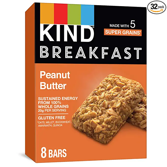 KIND Breakfast Bars, Peanut Butter, Gluten Free, 1.76oz, 32 Count - 602652199134