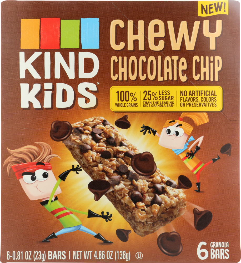 KIND: Kids Bar Chewy Chocolate Chip 6 Bars, 4.86 oz - 0602652206009