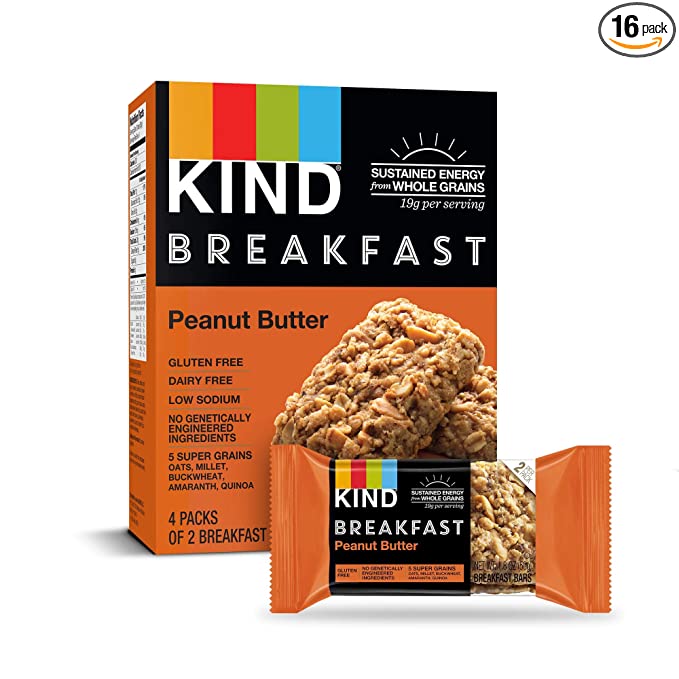  KIND Breakfast Bars, Peanut Butter, Gluten Free, 1.8oz, 16 Count  - 602652244360