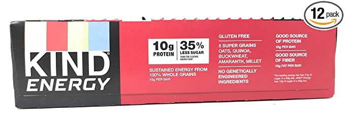  KIND Energy Bar, Dark Chocolate Peanut Butter, Gluten Free, Low Glycemic Index, 2.1 Oz, 12 Count  - 602652282041