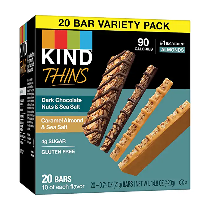  KIND Thins, Dark Chocolate Nuts & Sea Salt, Caramel Almond & Sea Salt, Variety Pack, 20 Ct  - 602652418877