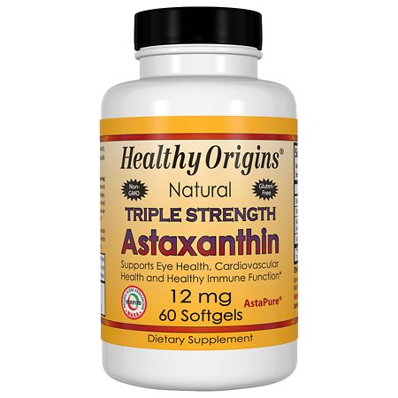Healthy Origins Astaxanthin Triple Strength Softgels, 12 Mg, 60 Ct - 603573849252