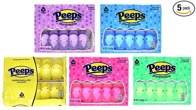  Easter Marshmallow Chicks Peeps Variety Pack 50 Ct, 5 Pack  - 603895747816