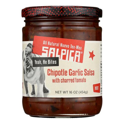 Salpica Garlic Chipotle Salsa - Roasted Tomato - Case Of 6 - 16 Oz. - hot