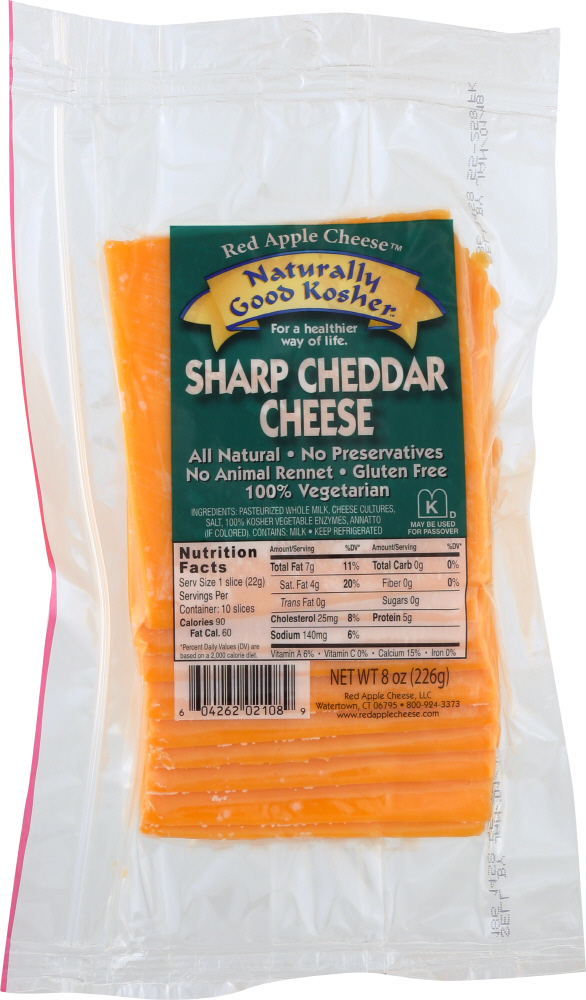 NATURALLY GOOD KOSHER: Sliced Sharp Cheddar Cheese, 8 oz - 0604262021089