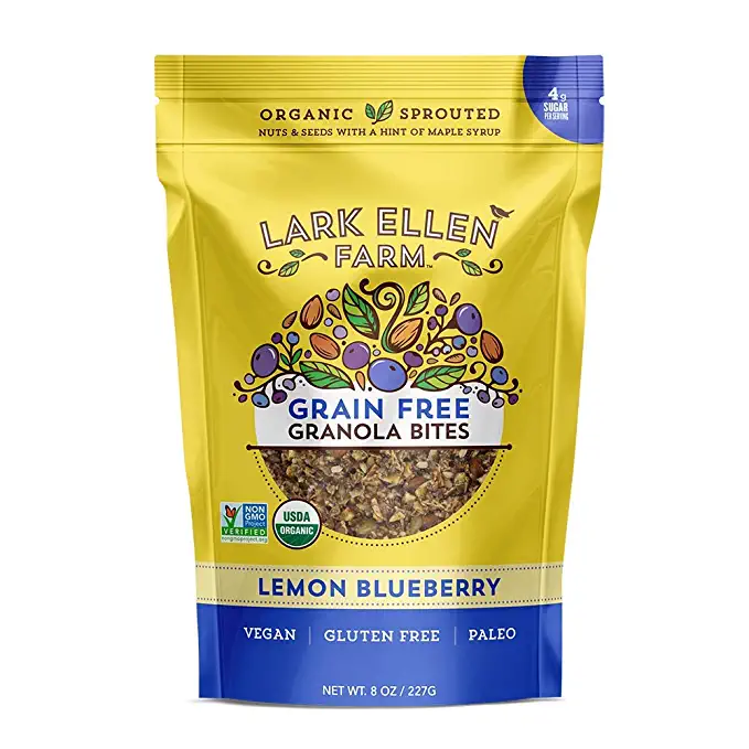 Lark Ellen Farm Grain Free Paleo Granola Bites Delicious Gluten Free Certified Organic Hemp (Lemon Blueberry) (8 oz) - 604310756321